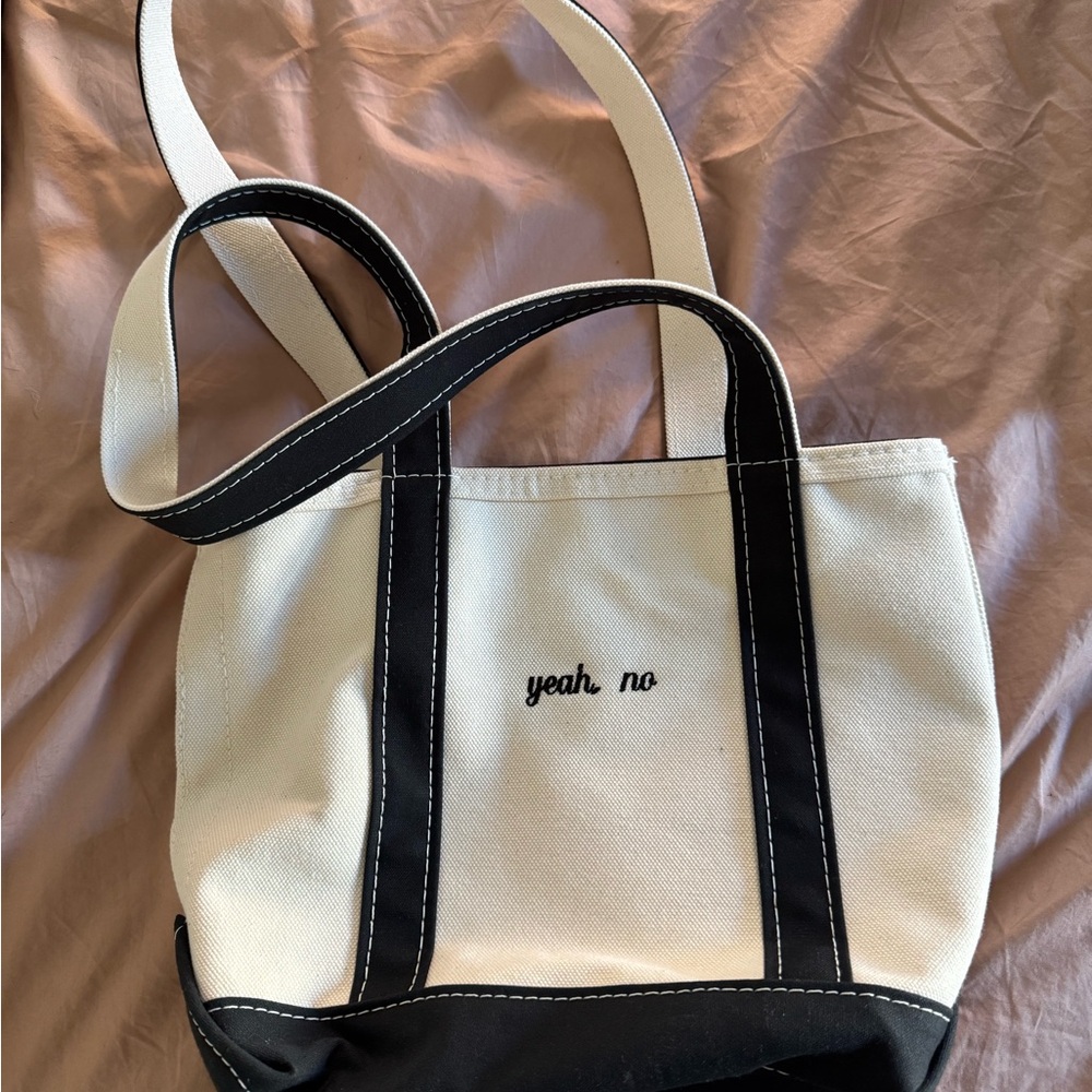 L.L. Bean Black and Cream Tote Bag